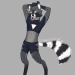  1:1 anthro bottomwear clothed clothing cringecorecat didelphid flat_colors full-length_portrait fully_clothed girly hi_res hotpants line_art male mammal markings marsupial mephitid no_shading portrait procyonid raccoon rodent shaded shorts simple_shading skunk solo striped_body striped_markings striped_tail stripes tail_markings tight_clothing tight_fit 