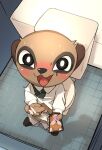  aggressive_retsuko antelope anthro balls bathroom blush bodily_fluids bovid caught caught_on_camera chief_komiya clothed clothing embarrassed foreskin gazelle genital_fluids genitals hand_on_penis herpestid looking_at_viewer male mammal manmosu_marimo masturbation meerkat necktie pants_down partially_clothed penis phone precum public_restroom restroom_stall sanrio sitting solo sweat toilet tsunoda 