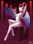  2021 absurd_res anthro areola breasts clearvision cutie_mark digital_media_(artwork) english_text equid equine eyebrows female fingers hasbro hi_res looking_at_viewer mammal mlp_g5 my_little_pony navel nipples nude pegasus sitting smile solo text wings zipp_storm_(mlp) 