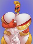  anthro big_breasts blue_background breast_smother breasts cleavage clothed clothing duo female hi_res ho-oh huge_breasts larger_female legendary_pok&eacute;mon male male/female mammal nintendo nude pok&eacute;mon pok&eacute;mon_(species) simple_background size_difference smaller_male smothering thebigbadwolf01 thick_thighs video_games 