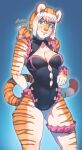  accessory breasts clothing felid female garter hi_res lingerie luxarman mammal pancake_(character) pantherine solo teddy_(clothing) tiger 