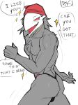  2021 anthro avian bandanna blush butt clothing dancing darkner deltarune desertkaiju english_text g-string hi_res humor jewelry kerchief looking_at_viewer male mask meme muscular muscular_anthro muscular_male narrowed_eyes necklace open_mouth open_smile ricardo_milos simple_background smile solo swatchling text undertale_(series) underwear video_games white_background 