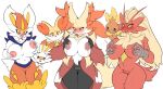  ambiguous_gender anthro avian big_breasts blaziken blush bodily_fluids breast_squeeze breast_squish breasts canid canine cinderace delphox female fennekin feral genitals group hi_res inner_ear_fluff lactating lagomorph looking_at_viewer mammal milk nintendo nipples non-mammal_breasts non-mammal_nipples nude open_mouth pok&eacute;mon pok&eacute;mon_(species) pussy scorbunny smile squish tod_d tongue tongue_out torchic tuft video_games 