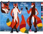  absurd_res anthro bisexual butt canid canine digitigrade dreadlocks english_text featureless_crotch female filo_volpe fox fur hi_res inner_ear_fluff male mammal markings meoxie model_sheet multicolored_body multicolored_fur paws rastafarian solo tail_markings text tuft 