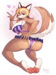  &lt;3 2021 4_toes 5_fingers anne_tagokoro anthro big_breasts big_butt blonde_hair blue_eyes bottomwear bra breasts butt camel_toe canid canine claws clothing digital_media_(artwork) feet female fingers fox frilly frilly_clothing fur hair haruki_no_saidai_no_teki_wa_risei hi_res huge_breasts kemono looking_at_viewer mammal miniskirt orange_body orange_fur panties pattern_bottomwear pattern_bra pattern_clothing pattern_panties pattern_topwear pattern_underwear pawpads pink_clothing pink_panties pink_underwear presenting presenting_hindquarters simple_background skirt skykain solo striped_bottomwear striped_bra striped_clothing striped_panties striped_topwear striped_underwear stripes toes tongue tongue_out topwear underwear watermark 