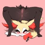  absurd_res anthro anus blush braixen canid canine contortionism female fur genitals hi_res inner_ear_fluff mammal nintendo pok&eacute;mon pok&eacute;mon_(species) pukemilked pussy red_eyes smile solo tuft video_games white_body white_fur yellow_body yellow_fur 