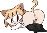 :3 animal_humanoid anus butt cat_smile clothed clothing felid feline female genitals humanoid legwear looking_at_viewer mammal neco-arc pants_down partially_clothed presenting pussy raised_tail solo thigh_highs vilepluff 