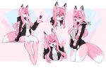  anthro brand_new_animal canid canine clothing conditional_dnp female fluffy fluffy_tail fox hair hoodie inner_ear_fluff mammal nazuna_hiwatashi pink_body pink_hair simple_background sketch_page solo studio_trigger teranen topwear tuft 