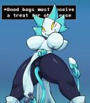  absurd_res blue_body blue_fur breasts bunnydocemel clothed clothing curvy_figure darkner deltarune domestic_cat dominant english_text felid feline felis female fur genitals good_boy hi_res holding_object looking_at_viewer low-angle_view machine mammal pussy robot solo tasque_manager text thick_thighs undertale_(series) video_games virito weapon whip white_body yellow_eyes 