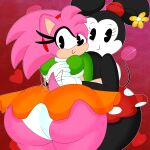  &lt;3 1:1 2021 3barts absurd_res accessory amy_rose anthro big_breasts big_butt black_body black_fur bottomwear breast_squish breasts breasts_frottage butt classic_amy_rose classic_sonic_(universe) clothed clothing curvy_figure digital_media_(artwork) disney dress duo embrace eulipotyphlan eyelashes female fingers flower_on_hat fur gloves hair handwear hat headband headgear headwear heart_background hedgehog hi_res hourglass_figure hug huge_breasts huge_butt line_tail looking_at_viewer looking_back mammal miniskirt minnie_mouse mouse multicolored_body multicolored_fur murid murine narrow_tail pac_man_eyes panties pink_body pink_fur pink_hair rear_view rodent sega simple_background simple_eyes skinny_tail skirt smile sonic_the_hedgehog_(series) squish standing tail_motion tailwag tan_body tan_fur thick_thighs topless topless_anthro topless_female two_tone_body two_tone_fur underwear voluptuous wavy_tail white_body white_fur wide_hips 