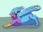  4:3 after_vore avian beak belly big_belly bird bird_feet blue_body eyes_closed feathered_wings feathers feral feral_pred galliform gryphon gyro_feather gyrotech hi_res hyper hyper_belly larger_pred male male_pred mythological_avian mythology open_mouth paws peafowl phasianid pink_body quadruped silent_e tail_tuft tuft vore weight_gain wings yawn 