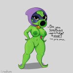  1:1 2021 big_breasts breasts cranihum electronic_arts elemental_creature english_text featureless_feet female flora_fauna genitals green_shadow hands_on_hips hi_res hood huge_breasts humanoid looking_at_viewer not_furry nude peashooter_(pvz) plant plants_vs._zombies plants_vs._zombies_heroes popcap_games pussy simple_background solo text video_games 