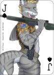  2021 anthro australian_flag awp bulge butt camo card clothed clothing english_text fish fonyaa glock gun handgun hi_res jockstrap licking licking_lips looking_at_viewer male marine military pistol playing_card ranged_weapon requiem_shark rifle shark shirt simple_background sniper_rifle solo standing stripes text tiger_shark tongue tongue_out topwear underwear weapon white_background 