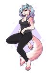  2021 4_toes 5_fingers absurd_res anthro black_nose blue_hair breasts canid canine canis chest_tuft clothed clothing digital_media_(artwork) digitigrade domestic_dog eyebrows eyelashes f-r95 feet female fingers hair hi_res mammal purple_hair smile solo toes tuft 