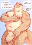  2021 absurd_res anthro balls belly big_balls big_belly big_muscles big_nipples big_penis blue_background chubby_penis dialogue dinosaur flaccid foreskin french_text genitals hi_res humanoid_genitalia humanoid_penis looking_at_viewer louis_(serex) male musclegut muscular muscular_anthro muscular_male narrowed_eyes navel nipples non-mammal_balls non-mammal_nipples nude overweight overweight_anthro overweight_male pec_squeeze pec_squish pecs penis reptile scalie serex simple_background smile solo squish standing talking_to_viewer text theropod thick_penis translated tyrannosaurid tyrannosaurus tyrannosaurus_rex url 