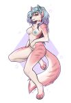  2021 4_toes 5_fingers absurd_res anthro areola black_nose blue_hair breasts canid canine canis chest_tuft digital_media_(artwork) digitigrade domestic_dog eyebrows eyelashes f-r95 feet female fingers hair hi_res mammal nipples nude purple_hair smile solo toes tuft 