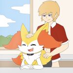  ambiguous_penetration anthro bottomless braixen breasts clothed clothing collar crossed_arms duo eyes_closed fangs female from_behind_position hair hand_on_head head_scratch hi_res human human_on_anthro inside interspecies leaning leaning_forward looking_pleasured male male/female mammal nintendo penetration pok&eacute;mon pok&eacute;mon_(species) pok&eacute;philia roguecolonel303 sex video_games 