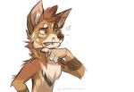  2021 5_fingers anthro brown_body brown_fur brown_hair canid canine digital_media_(artwork) fingers fur hair koul male mammal simple_background solo white_background 