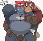  2021 animated anthro belly blush bulge clothing cute_fangs duo embrace hi_res hug hugging_from_behind humanoid_hands hyaku_(artist) kemono male male/male mammal moob_grab moobs overweight overweight_male short_playtime underwear ursid 