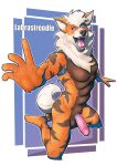 absurd_res anthro anthrofied arcanine aroused balls blush body_hair canid canine erection fluffy fur genitals glans hi_res humanoid_genitalia humanoid_penis labrastroodle male mammal markings muscular muscular_anthro muscular_male nintendo orange_body penis pink_penis pok&eacute;mon pok&eacute;mon_(species) simple_background solo teeth_showing tongue video_games white_body white_fur 