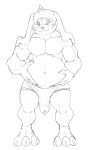  2021 3_toes absurd_res anthro bandai_namco belly big_belly big_biceps big_calves big_deltoids big_ears big_muscles big_pecs big_quads black_and_white bodily_fluids bristol bulge claws closed_smile clothed clothed_anthro clothed_male clothing cum cum_through_clothing cum_through_underwear digimon digimon_(species) digital_drawing_(artwork) digital_media_(artwork) erection erection_under_clothing fan_character feet floppy_ears front_view gargomon genital_fluids genital_outline hands_on_belly happy hi_res looking_at_viewer male monochrome muscular muscular_anthro muscular_male navel pecs penis_outline simple_background skimpy slightly_chubby_anthro slightly_chubby_male solo standing thick_neck toes topless topless_anthro topless_male underwear wet wet_clothing wet_underwear white_background 
