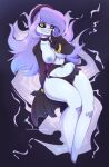  anthro areola breasts clothed clothing digital_media_(artwork) female ghost hair hi_res nipples not_furry purple_hair rainbowscreen shaded smile spirit yellow_eyes 
