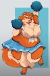  anthro areola big_breasts bottomwear breasts canid canine chest_tuft cleavage clothed clothing female fur hi_res mammal mature_female muttninja orange_body orange_fur pom_poms shirt skirt solo thick_thighs topwear tuft wet wet_clothing wet_shirt wet_topwear 