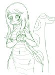  alyrise anthro apode blush breasts eyelashes fangs female gesture hair hand_heart legless looking_at_viewer navel nipples noseless nude oppai_heart raised_tail reptile scales scalie sketch small_breasts smile snake solo wide_hips 