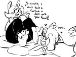  4:3 anthro barefoot blush bunmom_(percey) canid canine canis domestic_dog duo english_text feet female foot_fetish foot_lick foot_play freckles lagomorph leporid licking male male/female mammal monochrome percey percey_(character) rabbit soles tail_motion tailwag text toes tongue tongue_out 