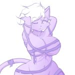  1:1 anthro bandage big_breasts breasts clothed clothing domestic_cat felid feline felis female hands_behind_back hayakain mammal navel one_eye_closed skimpy solo tasha_(hayakain) wide_hips 