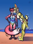  abs anthro bare_chest barefoot beach big_butt big_dom_small_sub blonde_hair blue_eyes blush blush_lines bulge butt canid canine clothing dominant duo feet fluffy fluffy_tail fox fur girly gopher_chucks green_body hair hi_res inner_ear_fluff kissing kissing_cheek lagomorph leaning leaning_forward leotard leporid lips long_ears long_hair male male/male mammal mullet muscular muscular_arms muscular_male nipple_outline nipples one_eye_closed outside pattern_clothing pecs rabbit raised_tail red_body red_hair romantic romantic_couple sea seaside shaded simple_background size_difference skindentation sky smile speedo striped_clothing stripes swimwear tail_motion tailwag thick_thighs tight_clothing tuft water whiskers 