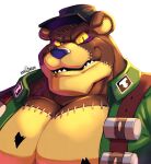  anthro brown_body clothing conker&#039;s_bad_fur_day flammars hi_res looking_at_viewer male mammal muscular muscular_anthro muscular_male pecs rareware solo tediz teeth topwear ursid vest video_games yellow_eyes yongdasom 