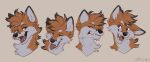  2021 ambiguous_gender black_nose brown_body brown_fur canid canine digital_media_(artwork) expression_sheet fox fur hair kitchiki mammal open_mouth orange_eyes smile solo teeth tongue tongue_out white_body white_fur 