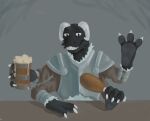  anthro armor beverage claws clothing feet food foot_focus foot_hands horn male maxx5530 mug multi_arm multi_limb plantigrade reptile scalie soles solo stable toe_claws toes 