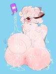  anthro anus big_butt blush butt clefairy curled_hair female genitals hair hi_res liquid looking_at_viewer lube lube_bottle nintendo nude open_mouth pok&eacute;mon pok&eacute;mon_(species) pukemilked pussy smile solo video_games wet 