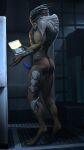  3d_(artwork) 4k 9:16 absurd_res alien blue_penis bodypaint butt cheap-wazoo digital_media_(artwork) erection face_paint garrus_vakarian genitals hi_res male mass_effect nude penis solo source_filmmaker standing tablet turian video_games visor 