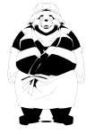  2021 absurd_res anthro apron belly biped canid canine clothing eyes_closed hi_res humanoid_hands kemono male mammal monochrome overweight overweight_male raccoon_dog sigenoya solo takotyutyu tanuki 