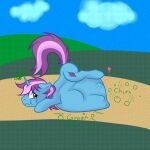  1:1 blue_body cutie_mark equid equine fan_character feral green_eyes gyro_tech hasbro hi_res hooves horn kassc male mammal mane my_little_pony pink_body quadruped rumbling_stomach same_size_vore unicorn unicorn_horn vore 