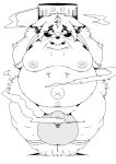  2021 absurd_res anthro balls belly big_balls bodily_fluids canid canine genitals hi_res kemono leaf male mammal monochrome moobs navel nipples outie_navel overweight overweight_male penis raccoon_dog sigenoya solo takotyutyu tanuki tears 