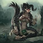  1:1 2021 abs anthro armor bethesda_softworks biped breasts claws clothing deathclaw detailed_background digital_media_(artwork) fallout feet female fivel headgear helmet hi_res horn machine muscular muscular_anthro non-mammal_breasts nuka-cola outside pip-boy post-apocalyptic power_armor power_lines reptile scales scalie sky solo teeth toe_claws toes video_games wasteland 