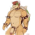  1:1 2021 accessory anthro armband artist_name balls big_penis bowser bracelet cock_ring collar colored colored_sketch eyebrows flaccid genitals guide_lines hair hi_res horn humanoid_genitalia humanoid_penis jewelry koopa male mario_bros muscular muscular_anthro muscular_male navel nintendo nipples nude onensfw pecs penis penis_accessory penis_jewelry scalie shell simple_background sketch smile solo spiked_armband spiked_bracelet spiked_cock_ring spiked_collar spiked_shell spikes spikes_(anatomy) standing video_games white_background 