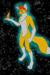  2:3 absurd_res anthro bakulp canid canine digital_media_(artwork) fire fluffy fox fur hair hi_res magic male mammal simple_background space 