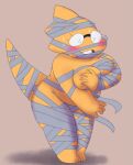  alphys alpi anthro belly big_breasts blush bodily_fluids breasts buckteeth clothed clothing covering covering_breasts embarrassed eyewear female front_view glasses halloween halloween_costume hi_res holding_breast holidays lizard looking_at_self looking_down_at_self mummy_costume nervous non-mammal_breasts overweight overweight_anthro overweight_female reptile scales scalie short_stack simple_background skimpy solo standing sweat teeth thick_tail thick_thighs three-quarter_view undertale_(series) wavy_mouth wide_eyed wide_hips wraps yellow_body yellow_scales 