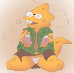  alphys alpi anthro barefoot big_breasts bottomwear bra breasts buckteeth chubby_anthro chubby_female clothed clothing dazed deltarune eyewear feet female front_view glasses kneeling lizard necktie open_mouth panties reptile scales scalie shirt short_stack simple_background skimpy skirt slightly_chubby solo spiral_eyes teeth thick_tail thick_thighs topwear torn_bottomwear torn_clothing torn_shirt torn_skirt torn_topwear undertale_(series) underwear video_games yellow_body yellow_scales 