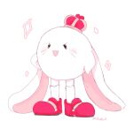  ambiguous_gender blush clothing crown footwear happy lagomorph leporid long_ears mammal rabbit ships-queen shoes simple_background smile socks solo unknown_character waddling_head white_body 