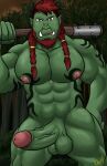  absurd_res anthro erection forest hi_res humanoid male muscular muscular_male nipples orc plant solo tattoo tree vju79 