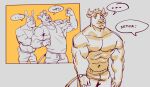  anthro body_takeover bovid bovine cattle dialogue drone duo english_text forced lagomorph leporid male male/male mammal mind_break muscular muscular_male nipples p0sporo pecs rabbit shirtless solo speech_bubble suit_transformation text transformation 