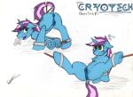  absurd_res anus bdsm blue_body bondage bound crossgender cutie_mark equid equine fan_character female feral genitals green_eyes gyro_tech gyrotech hasbro hi_res hooves horn kassc mammal mane my_little_pony pink_body presenting pussy quadruped solo unicorn unicorn_horn 