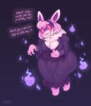  anthro big_breasts breasts bulge clothing corocol cursed dialogue english_text floating gengar gynomorph halloween hi_res holidays intersex inviting keffotin looking_at_viewer nintendo pok&eacute;mon pok&eacute;mon_(species) possession pulling_clothing robe solo talking_to_viewer text video_games wigglytuff 