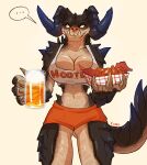  anthro bethesda_softworks bottomwear breasts cleavage clothed clothing deathclaw fallout female fivel hi_res hooters shirt shorts solo topwear video_games 